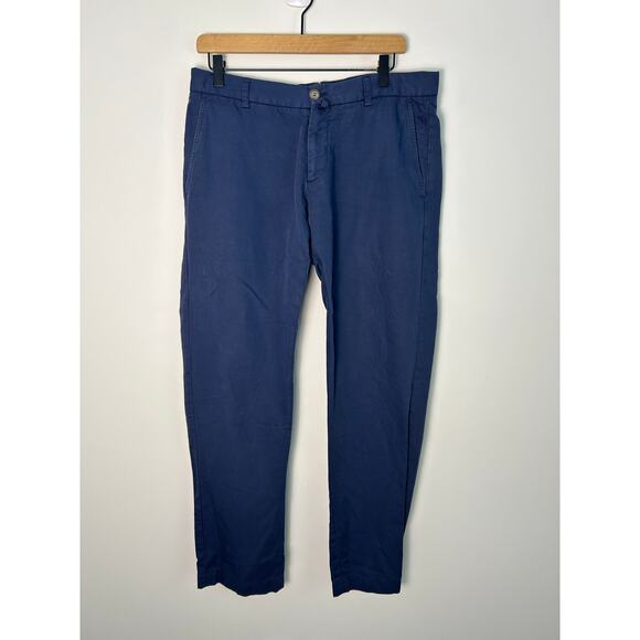 Faconnable Men's Blue Cotton Linen Straight Fit Dress Pants, Size 48 - Picture 2 of 7